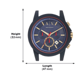  Shop Authentic Armani Exchange Outerbanks Chronograph Blue Dial Blue Silicone Strap Watch For Men - AX1335 - Luxxuri