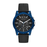  Shop Authentic Armani Exchange Outerbanks Chronograph Black Dial Black Silicone Strap Watch For Men - AX1339 - Luxxuri
