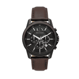  Shop Authentic Armani Exchange Outerbanks Chronograph Black Dial Brown Leather Strap Watch For Men - AX1732 - Luxxuri