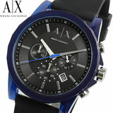  Shop Authentic Armani Exchange Outerbanks Chronograph Black Dial Black Silicone Strap Watch For Men - AX1339 - Luxxuri