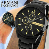  Shop Authentic Armani Exchange Hampton Chronograph Black Dial Black Steel Strap Watch For Men - AX2164 - Luxxuri