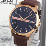  Shop Authentic Armani Exchange Hampton Chronograph Blue Dial Brown Leather Strap Watch For Men - AX2172 - Luxxuri