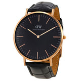  Shop Authentic Daniel Wellington Classic Sheffield Black Dial Black Leather Strap Watch For Women - DW00100139 - Luxxuri