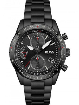  Shop Authentic Hugo Boss Pilot Edition Chronograph Black Dial Black Steel Strap Watch for Men - 1513854 - Luxxuri