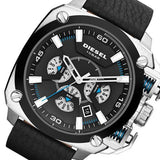  Shop Authentic Diesel BAMF Chronograph Black Dial Black Leather Strap Watch For Men - DZ7345 - Luxxuri