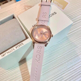  Shop Authentic Michael Kors Janelle Three Hand Rose Gold Dial Pink Rubber Strap Watch For Women - MK7139 - Luxxuri