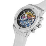 Shop Authentic Guess Poseidon Chronograph Rainbow Dial White Silicone Strap Watch For Men - GW0425G4 - Luxxuri