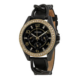  Shop Authentic Fossil Riley Black Dial Black Leather Strap Watch for Women - ES3696 - Luxxuri