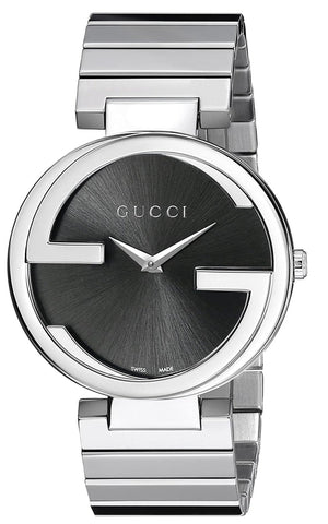  Shop Authentic Gucci G Interlocking Black Dial Silver Steel Strap Watch For Women - YA133307 - Luxxuri