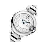  Shop Authentic Cartier Ballon Bleu de Cartier Diamonds Silver Dial Silver Steel Strap Watch for Women - WE902073 - Luxxuri