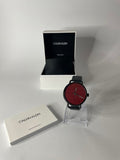  Shop Authentic Calvin Klein Even Maroon Dial Black Leather Strap Watch for Men - K7B214CP - Luxxuri