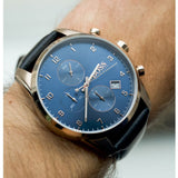  Shop Authentic Hugo Boss Skymaster Chronograph Blue Dial Black Leather Strap Watch for Men - 1513783 - Luxxuri