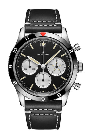  Shop Authentic Breitling Avi Ref. 765 1964 Re Edition Black Dial Black Leather Strap Watch for Men - AB09451A1B1X1 - Luxxuri