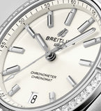  Shop Authentic Breitling Chronomat Automatic 36 Diamonds White Dial Silver Steel Strap Watch for Women - A10380591A1A1 - Luxxuri