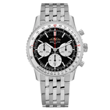  Shop Authentic Breitling Navitimer B01 Chronograph 43 Black Dial Silver Steel Strap Watch for Men - AB0138211B1A1 - Luxxuri