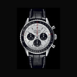  Shop Authentic Breitling Navitimer B01 Chronograph 43 Silver Dial Black Leather Strap Watch for Men - AB0138241G1P1 - Luxxuri