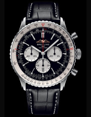  Shop Authentic Breitling Navitimer B01 Chronograph 46 Black Dial Black Leather Strap Watch for Men - AB0137211B1P1 - Luxxuri