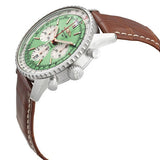  Shop Authentic Breitling Navitimer B01 Chronograph 41 Green Dial Brown Leather Strap Watch for Men - AB0139211L1P1 - Luxxuri