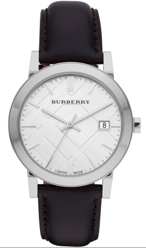  Shop Authentic Burberry The City White Dial Black Leather Strap Watch for Men - BU9008 - Luxxuri