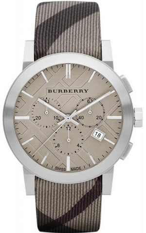  Shop Authentic Burberry The City Smoke Dial Checked Brown Leather Strap Watch for Men - BU9358 - Luxxuri