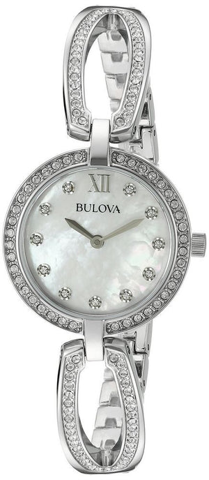  Shop Authentic Bulova Crystal Collection Mother of Pearl Dial Silver Steel Strap Watch for Women - 96L223 - Luxxuri