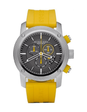  Shop Authentic Burberry Sport Chronograph Grey Dial Yellow Rubber Strap Watch for Men - BU7712 - Luxxuri