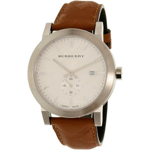  Shop Authentic Burberry The City Silver Dial Brown Leather Strap Watch for Men - BU9904 - Luxxuri