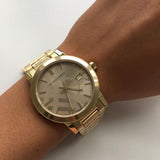  Shop Authentic Burberry The City Gold Dial Gold Steel Strap Watch for Men - BU9038 - Luxxuri