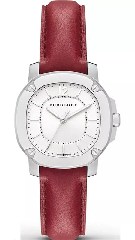 Shop Authentic Burberry Brit The Britain White Dial Red Leather Strap Watch for Women - BBY1705 - Luxxuri