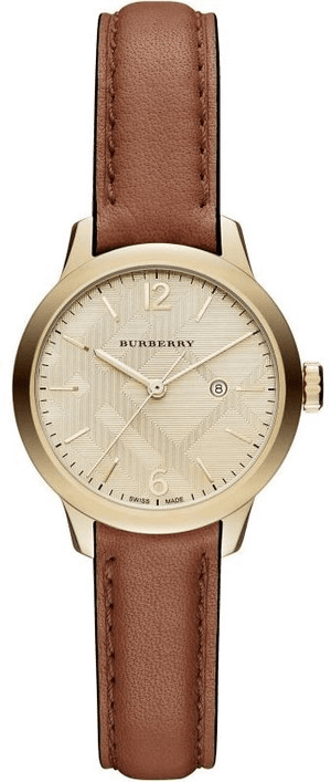  Shop Authentic Burberry The Classic Champagne Gold Dial Brown Leather Strap Watch for Women - BU10101 - Luxxuri