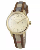  Shop Authentic Burberry The Classic Gold Dial Brown Leather Strap Watch for Women - BU10114 - Luxxuri