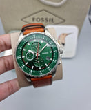  Shop Authentic Fossil Dillinger Luggage Chronograph Green Dial Brown Leather Strap Watch for Men - FS5734 - Luxxuri