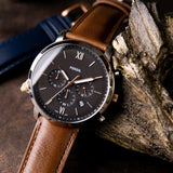  Shop Authentic Fossil Neutra Chronograph Black Dial Brown Leather Strap Watch for Men - FS5408 - Luxxuri