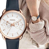  Shop Authentic Fossil Tailor White Dial Blue Leather Strap Watch for Women - ES4260 - Luxxuri
