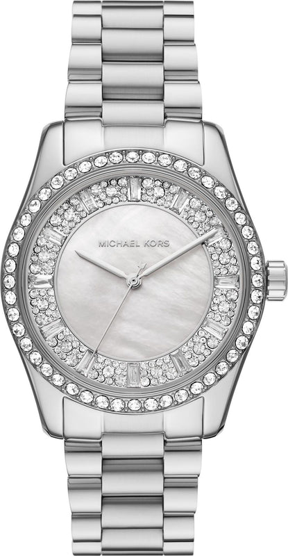  Shop Authentic Michael Kors Lexington Lux Three Hand Mother of Pearl Silver Dial Silver Steel Strap Watch for Women - MK7445 - Luxxuri
