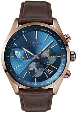 Shop Authentic Hugo Boss Grand Prix Blue Dial Brown Leather Strap Watch for Men - 1513604 - Luxxuri