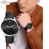  Shop Authentic Fossil The Minimalist Carbon Series Black Dial Black Leather Strap Watch for Men - FS5497 - Luxxuri