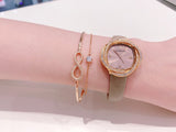  Shop Authentic Swarovski Crystal Flower Grey Dial Grey Leather Strap Watch for for Women - 5552424 - Luxxuri