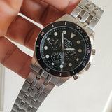  Shop Authentic Fossil FB-01 Chronograph Black Dial Silver Steel Strap Watch for Men - FS5837 - Luxxuri