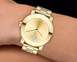  Shop Authentic Movado Bold Gold Dial Yellow Gold Steel Strap Watch for Women - 3600104 - Luxxuri