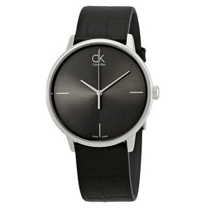  Shop Authentic Calvin Klein Accent Black Dial Black Leather Strap Watch for Men - K2Y2X1C3 - Luxxuri