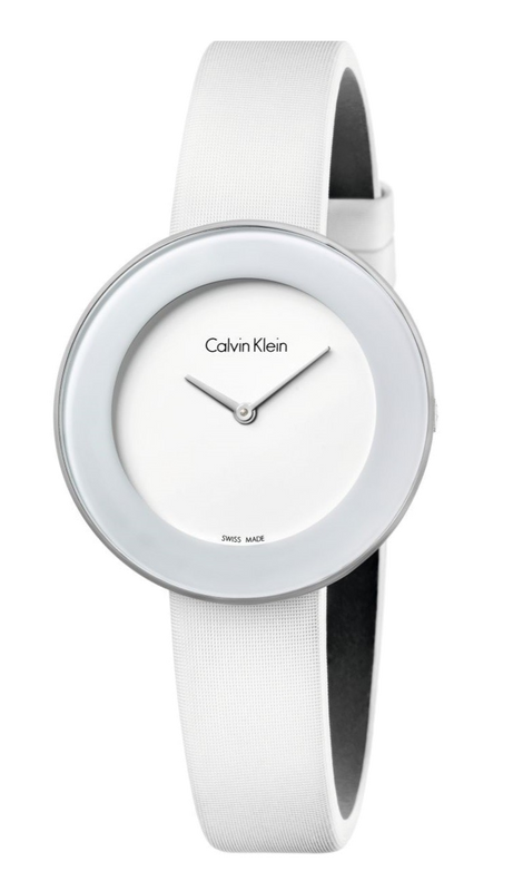  Shop Authentic Calvin Klein Chic White Dial White Leather Strap Watch for Women - K7N23TK2 - Luxxuri