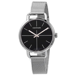  Shop Authentic Calvin Klein Even Black Dial Silver Mesh Bracelet Watch for Women - K7B23121 - Luxxuri