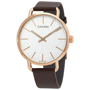  Shop Authentic Calvin Klein Even Silver Dial Brown Leather Strap Watch for Men - K7B216G6 - Luxxuri