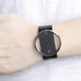  Shop Authentic Calvin Klein Glam Transparent Dial Black Leather Strap Watch for Women - K9423107 - Luxxuri