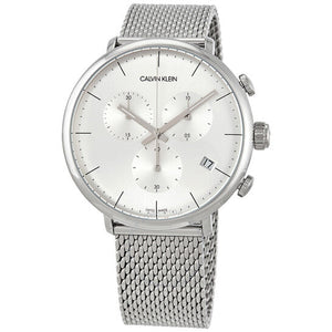  Shop Authentic Calvin Klein High Noon Silver Dial Silver Mesh Bracelet Watch for Men - K8M27126 - Luxxuri