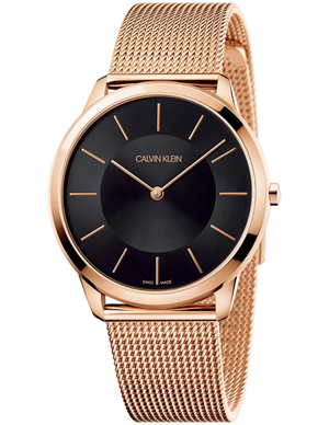  Shop Authentic Calvin Klein Minimal Black Dial Rose Gold Mesh Bracelet Watch for Men - K3M2162Y - Luxxuri