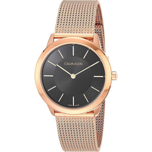  Shop Authentic Calvin Klein Minimal Black Dial Rose Gold Mesh Bracelet Watch for Women - K3M2262Y - Luxxuri