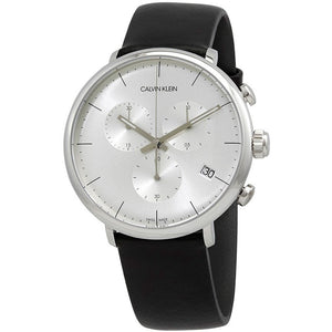  Shop Authentic Calvin Klein High Noon Chronograph White Dial Black Leather Strap Watch for Men - K8M271C6 - Luxxuri