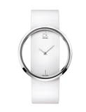  Shop Authentic Calvin Klein Glam Transparent Dial White Leather Strap Watch for Women - K9423101 - Luxxuri